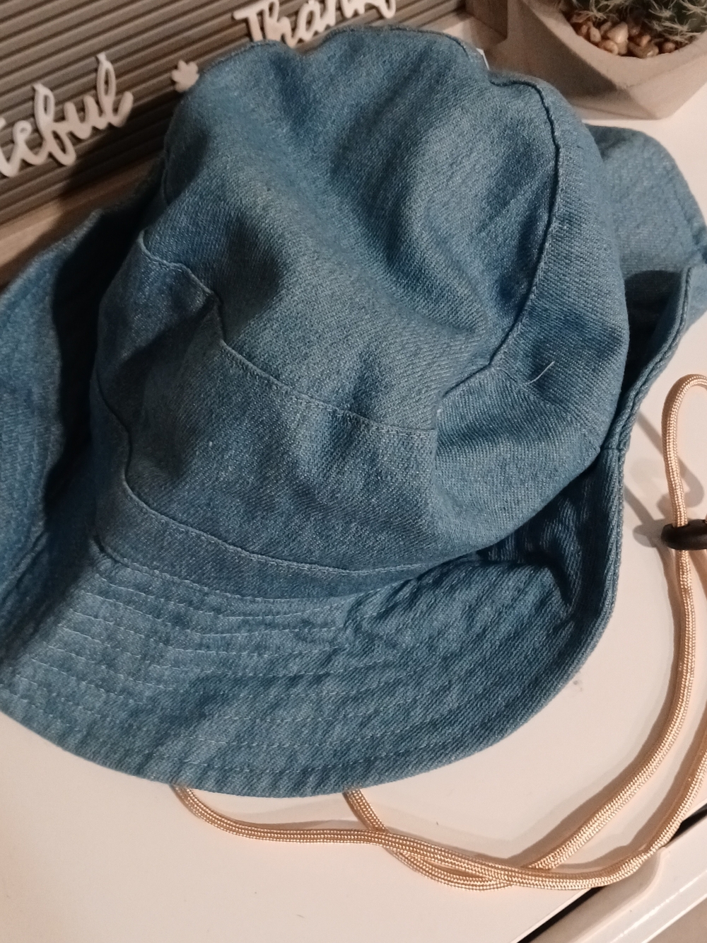 bp Blue Denim Bucket Hat, Adjustable Chin Cord [NWT]